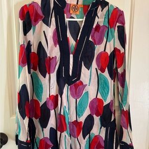 Tory Burch Red and Green Floral Tunic